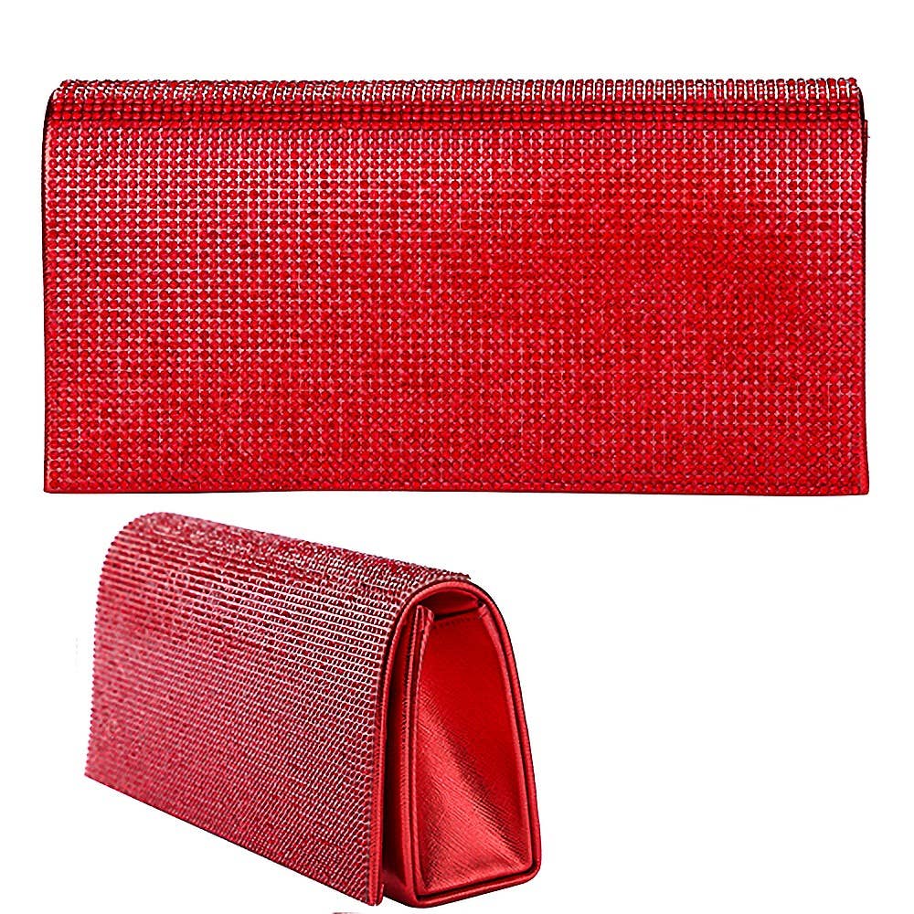 Red Rhinestone Clutch with Shoulder Chain