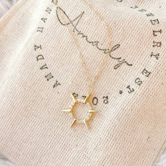 Spiked Sun Charm Necklace