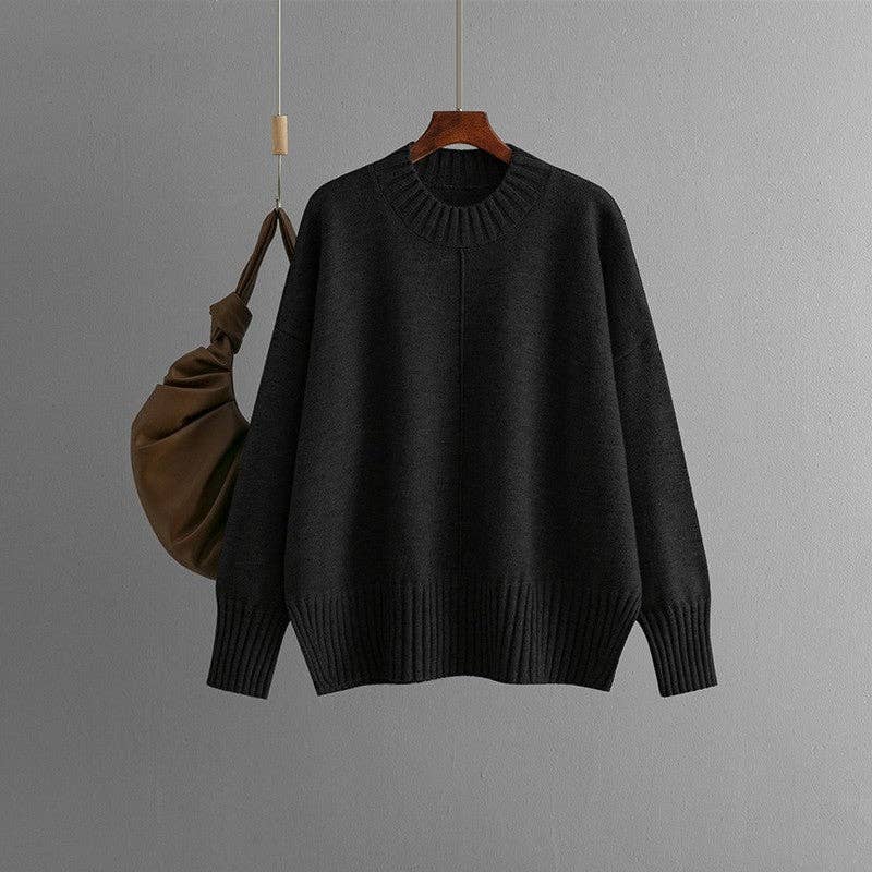 Solid Color Loose Knit Sweater
