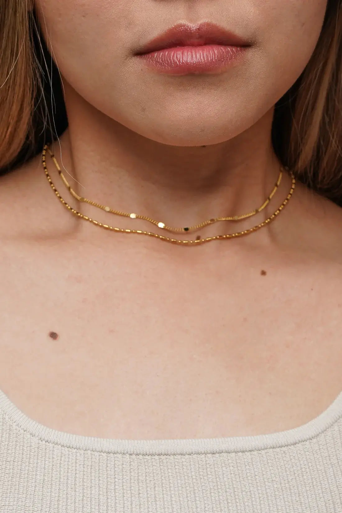 18K Gold Plated Dainty Layered Reflective Choker Set