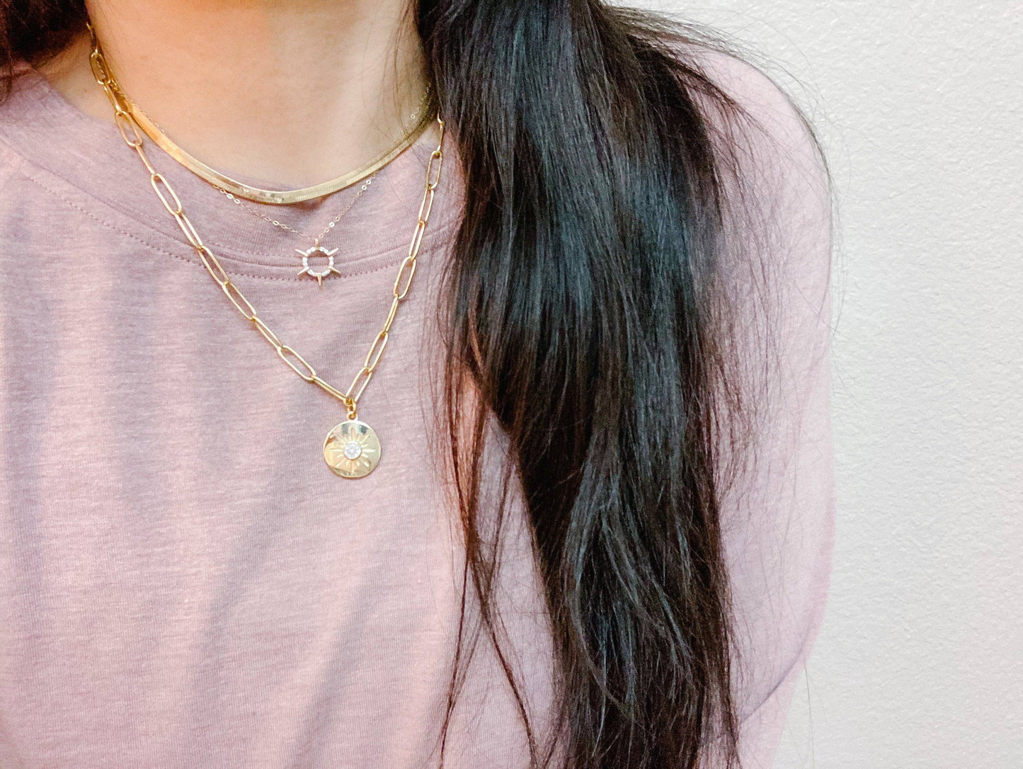 Spiked Sun Charm Necklace