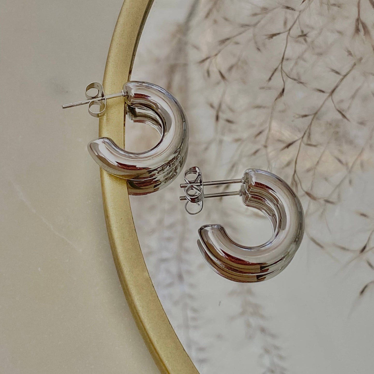 Silver bold hoops