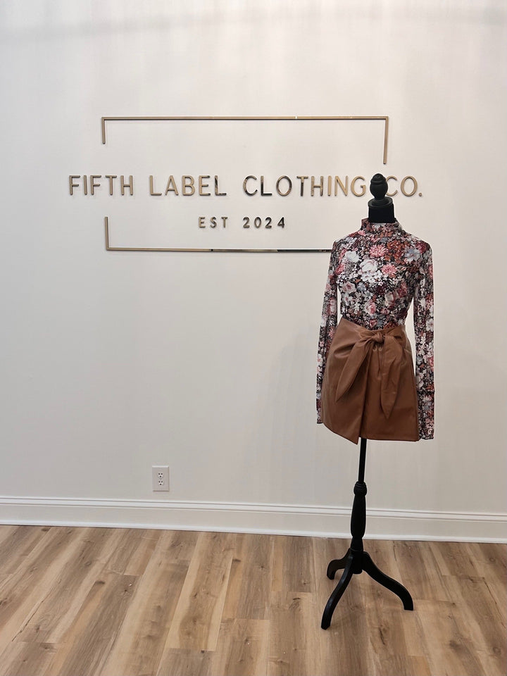 Floral Long Sleeve High Neck Sheath Mesh Blouse