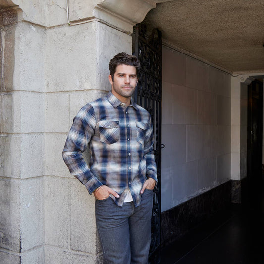 Men’s Navy & Brown Plaid Flannel