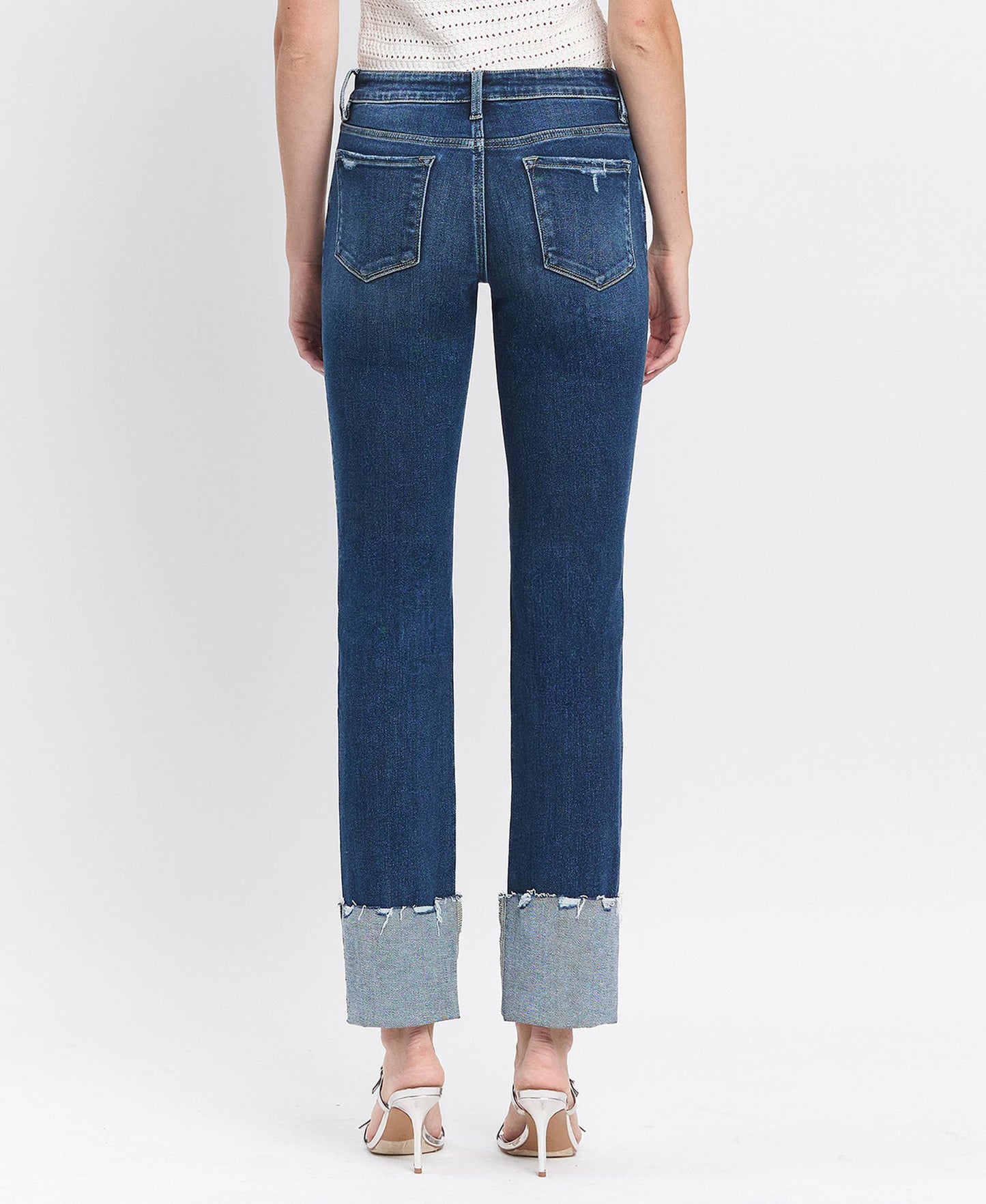 MID RISE CUFFED SLIM STRAIGHT JEANS LV1513