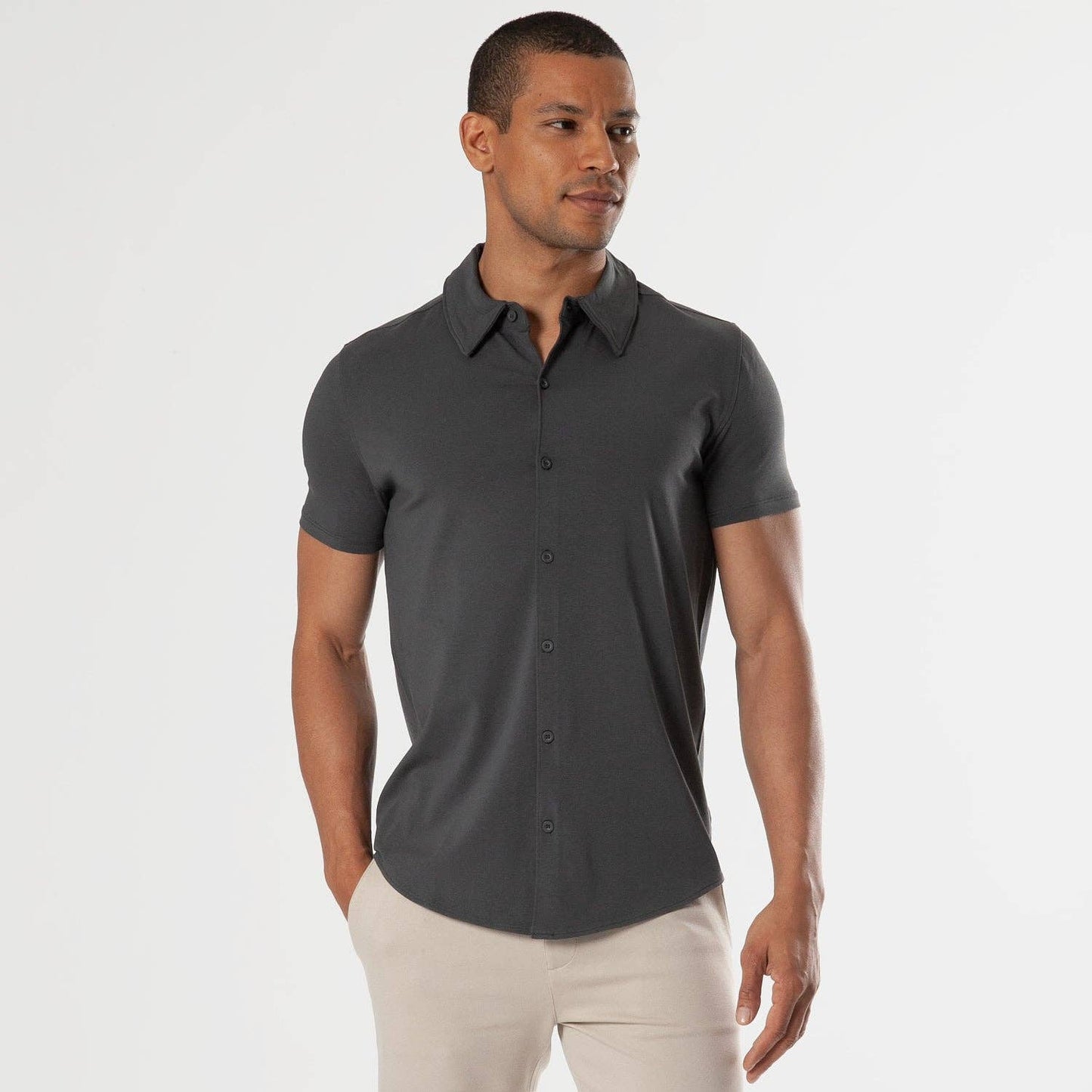 Short Sleeve Shirt | Button Up | Carbon