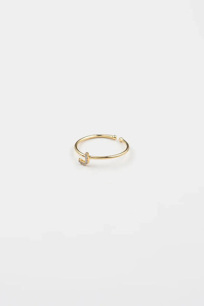 18K Gold Plated Adjustable Initial Ring