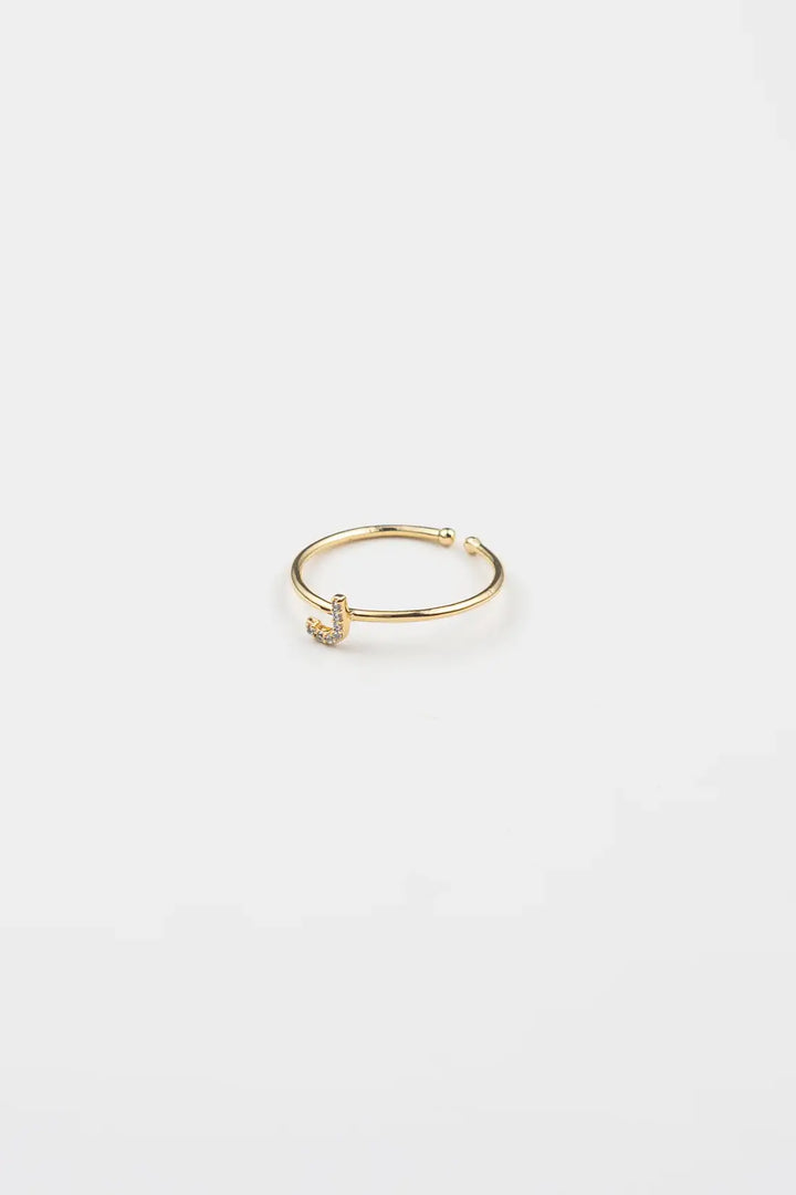 18K Gold Plated Adjustable Initial Ring