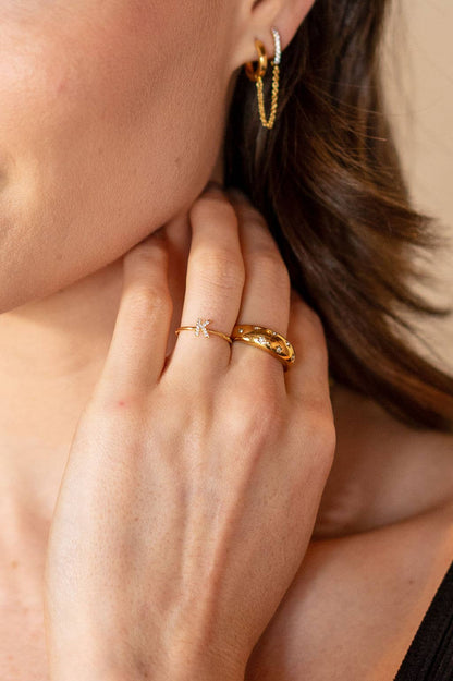 18K Gold Plated Adjustable Initial Ring