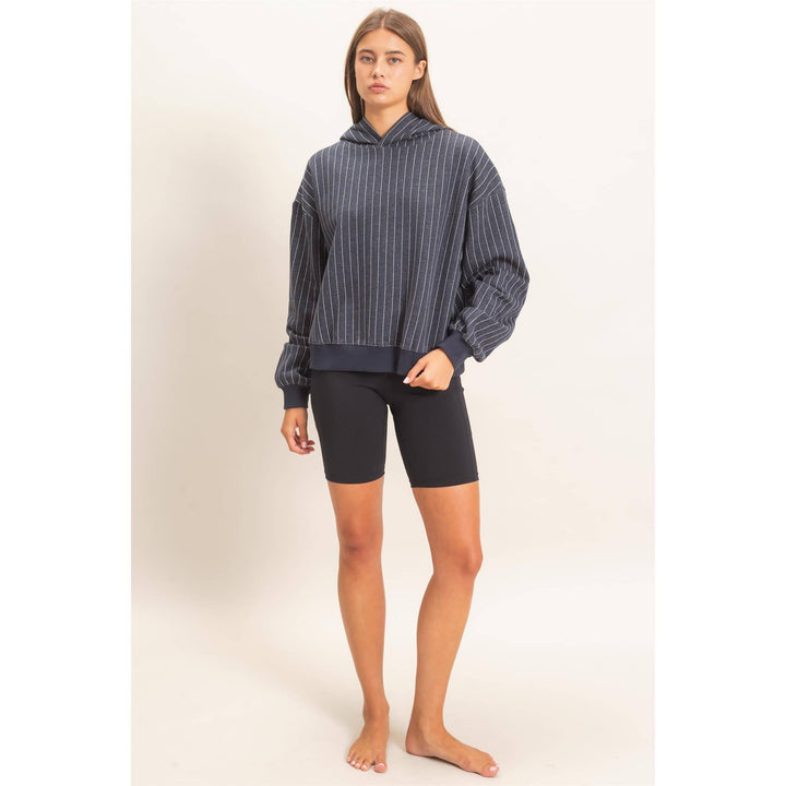 Navy Pinstripe Hoodie