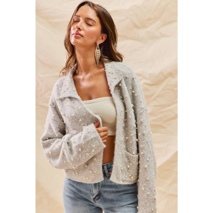 Pearl Embellished Soft Knit Cardigan