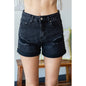Color Washed Distressed Roll Up Denim Shorts