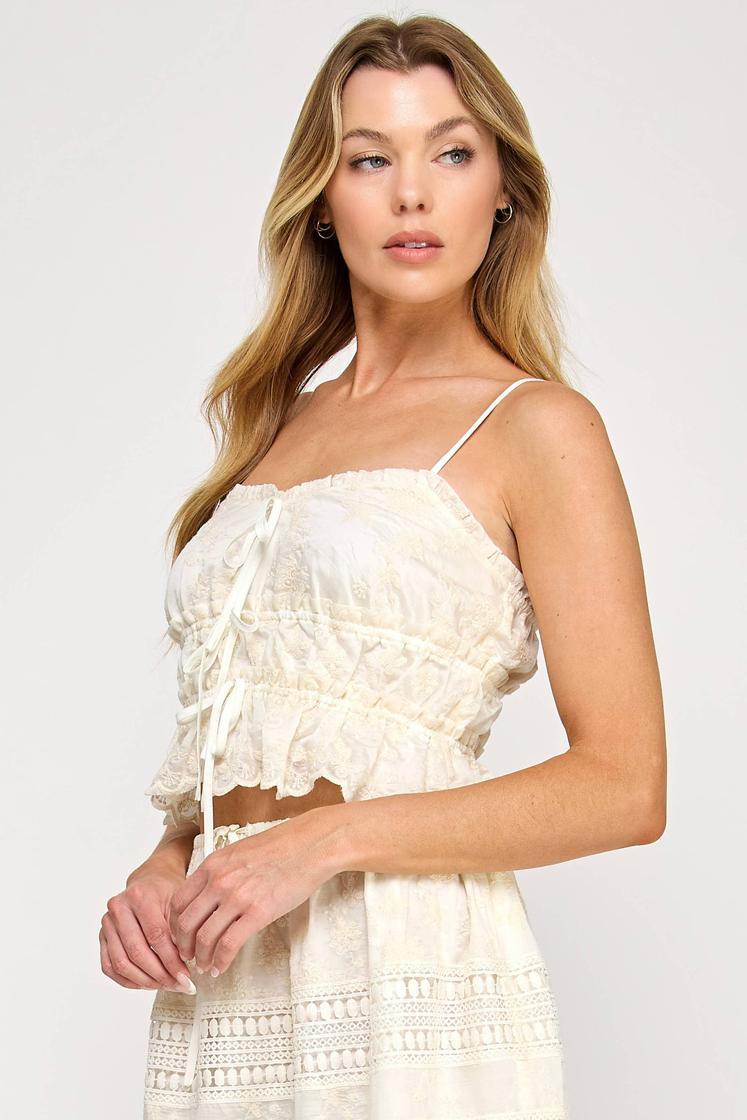 Lyric Tank Top - Eyelet Embroidered Square Neck