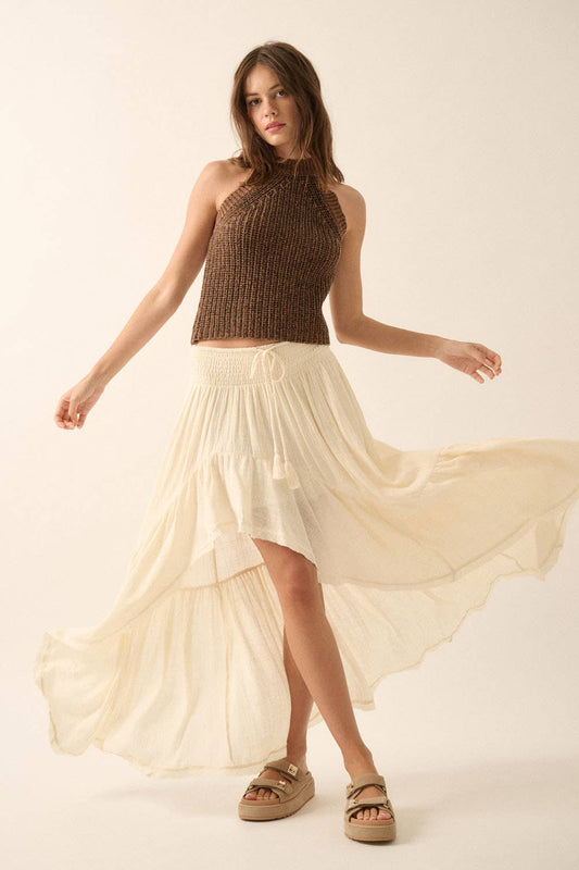 High-Low Ruffle Maxi Skirt