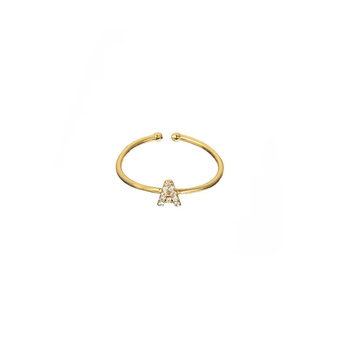 18K Gold Shiny Adjustable Initial Ring