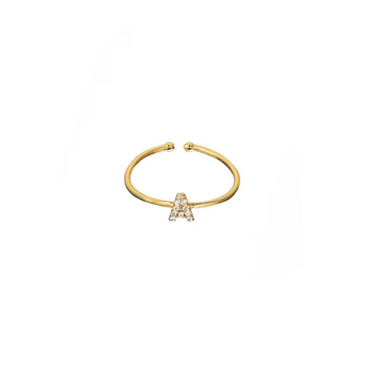 18K Gold Shiny Adjustable Initial Ring
