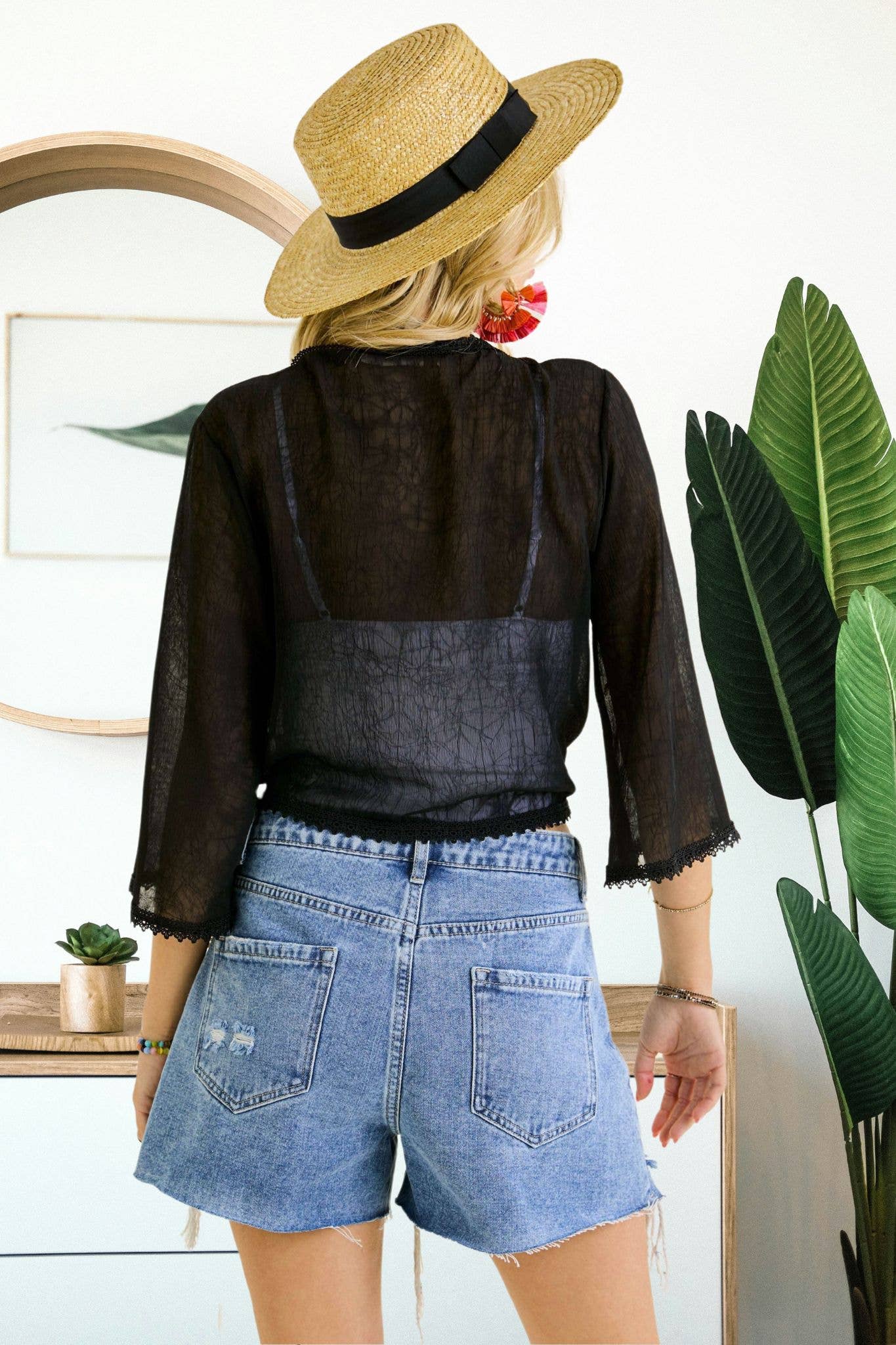 TEXTURED CHIFFON FRONT TIE BOLERO