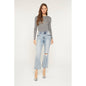 HIGH RISE CROPPED BOOTCUT  ACID wash JEANS