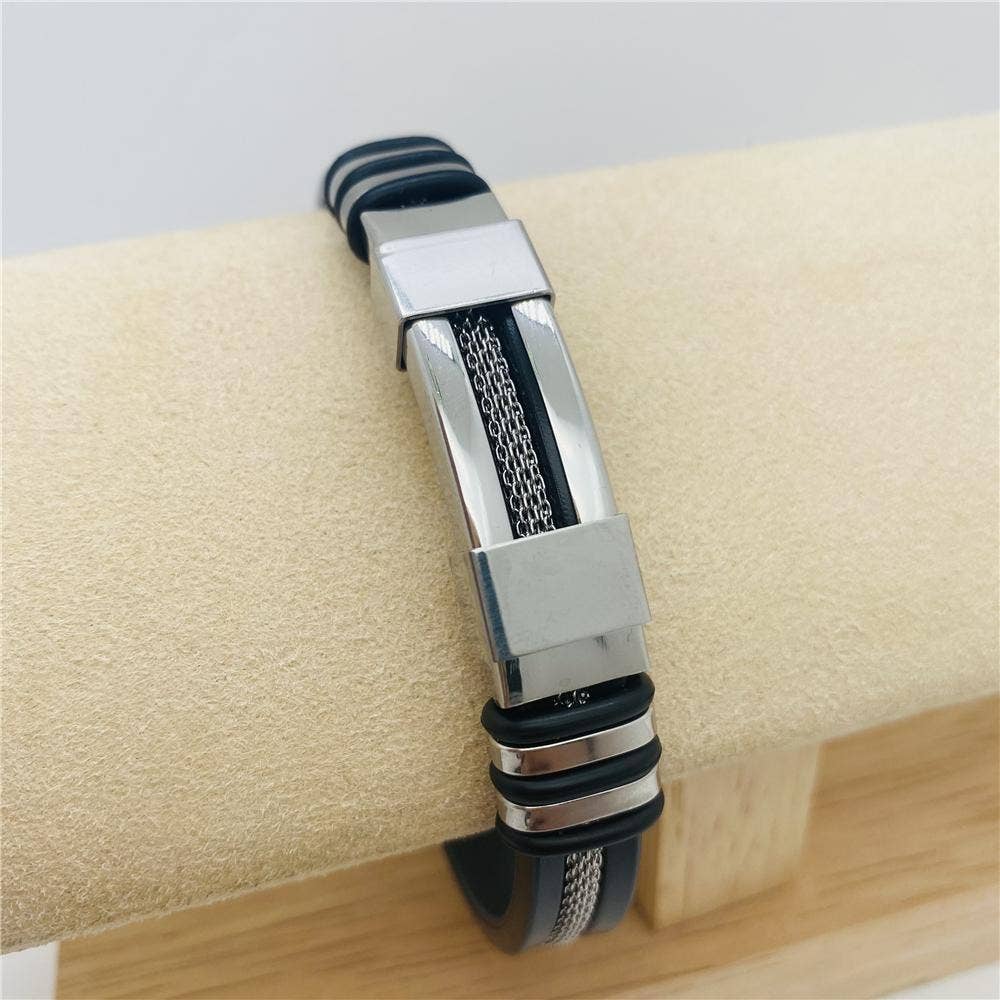 Men's Silicone Titanium Steel  Bracelet