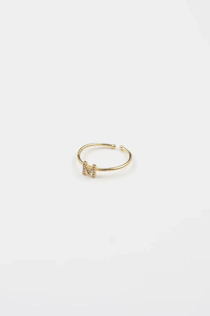 18K Gold Plated Adjustable Initial Ring