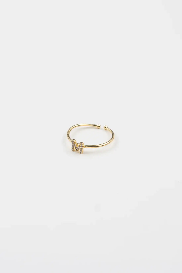 18K Gold Plated Adjustable Initial Ring