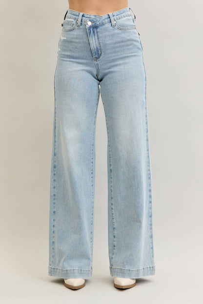 Judy Blue HW Criss-Cross Wide Leg