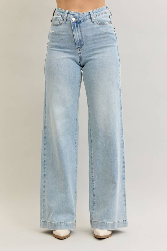 Judy Blue HW Criss-Cross Wide Leg
