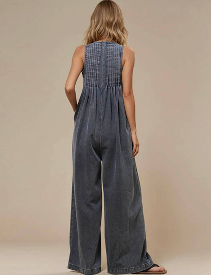 V-Neck Sleeveless String Tie Jumpsuit