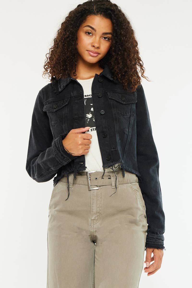 Black Distressed Denim Jacket
