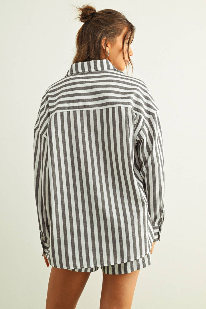 STRIPED LINEN BUTTON DOWN