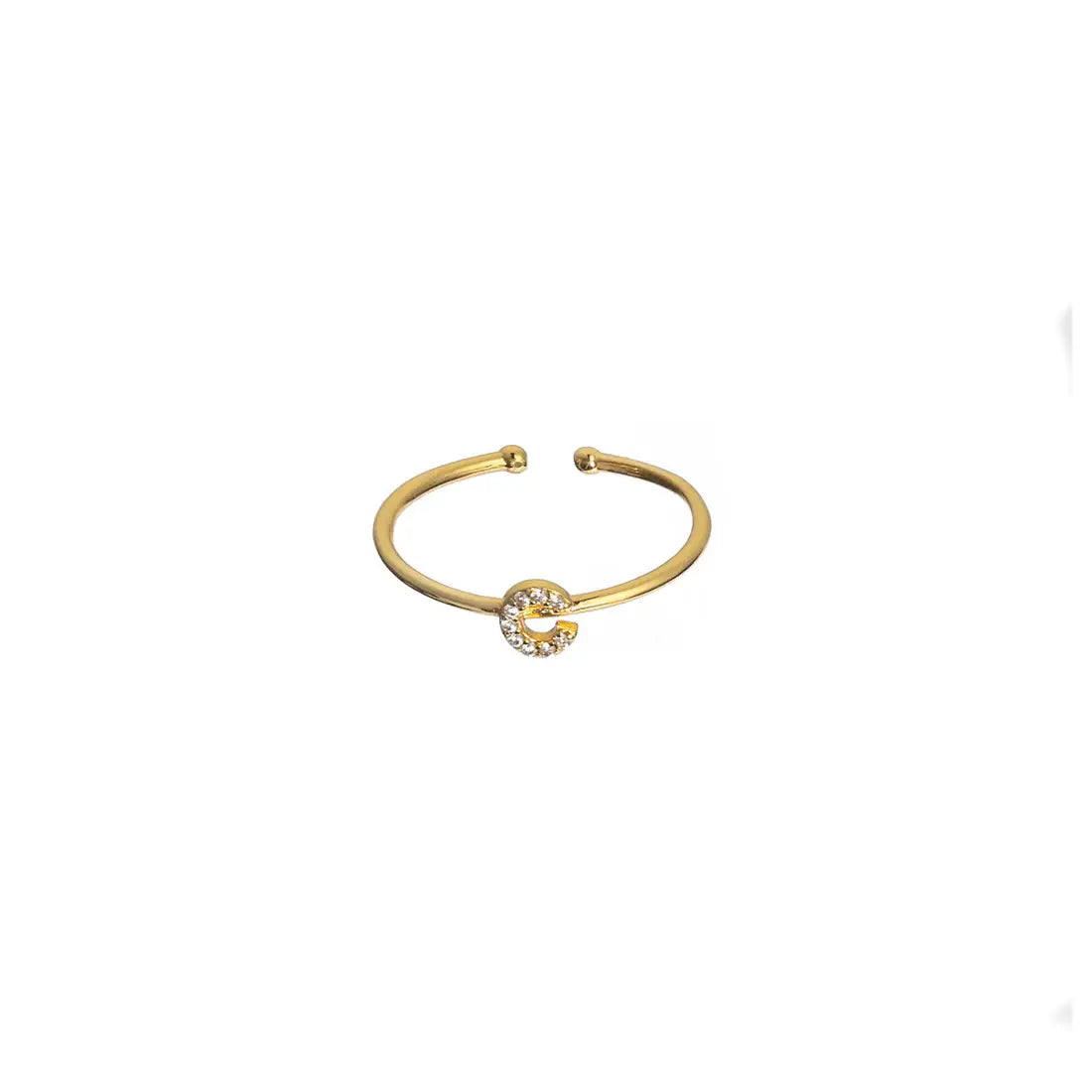 18K Gold Shiny Adjustable Initial Ring