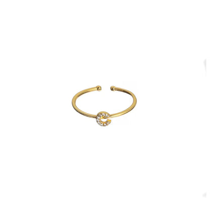 18K Gold Shiny Adjustable Initial Ring