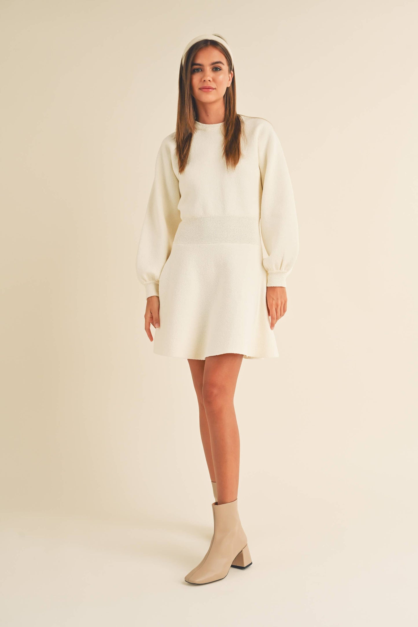 BALLON SLEEVE SWEATER DRESS
