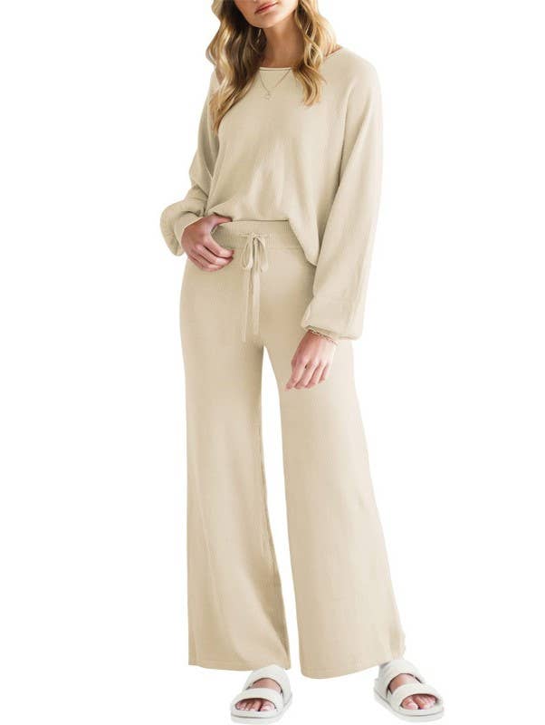 Pullover Long-Sleeved Loungewear Two-Piece Set