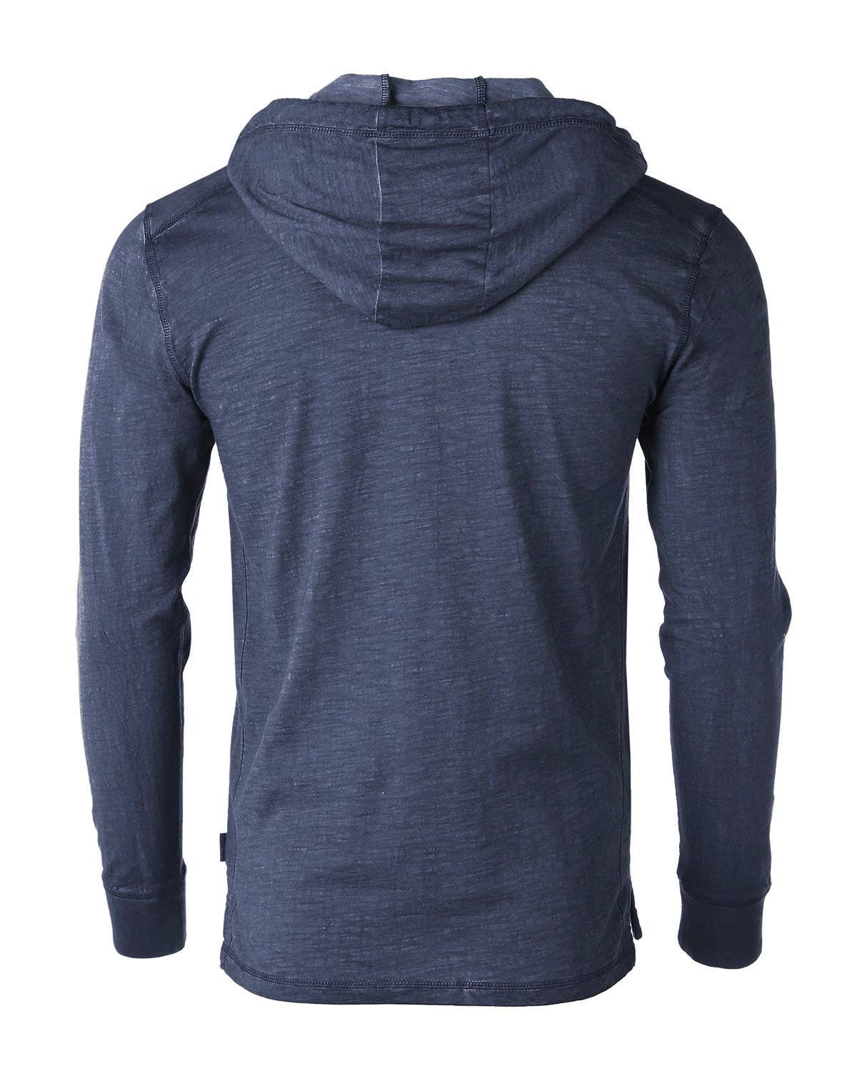 Mens Garment Dyed Casual Long Sleeve Henley Hoodie