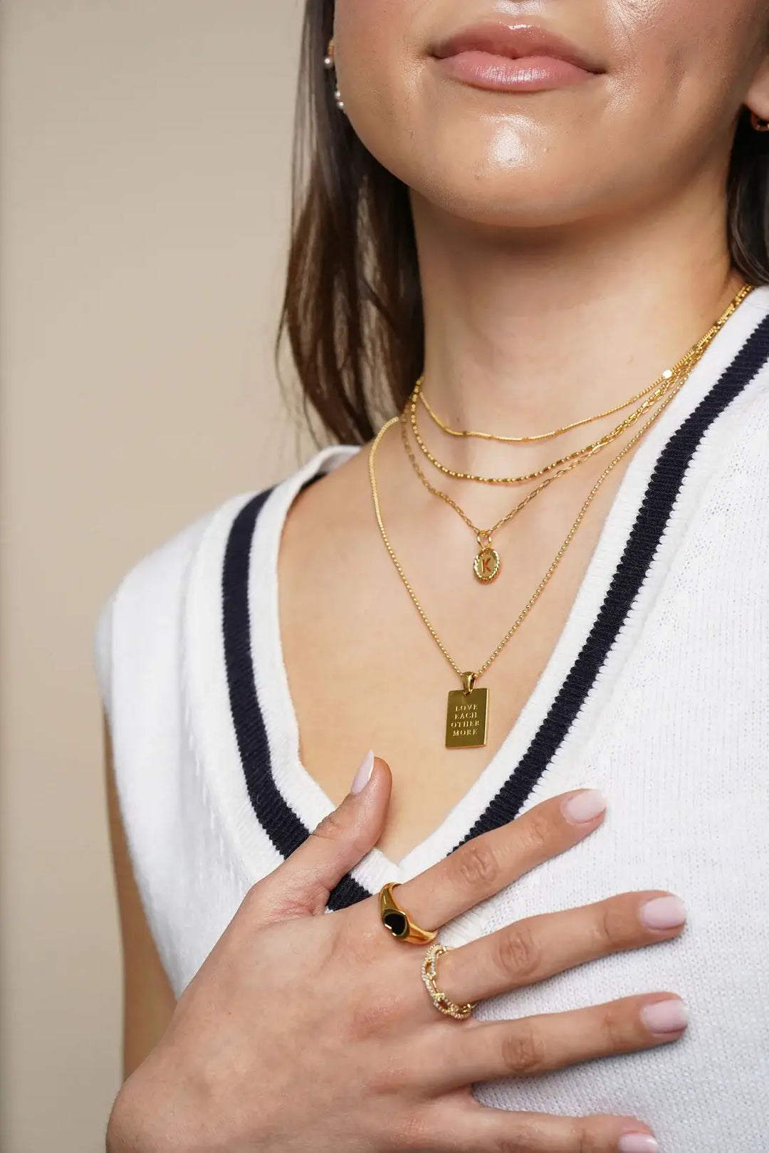 18K Gold Plated Dainty Layered Reflective Choker Set