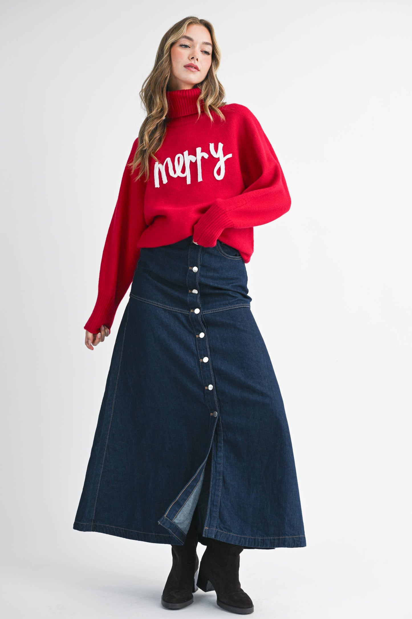 Merry Turtleneck Holiday Sweater