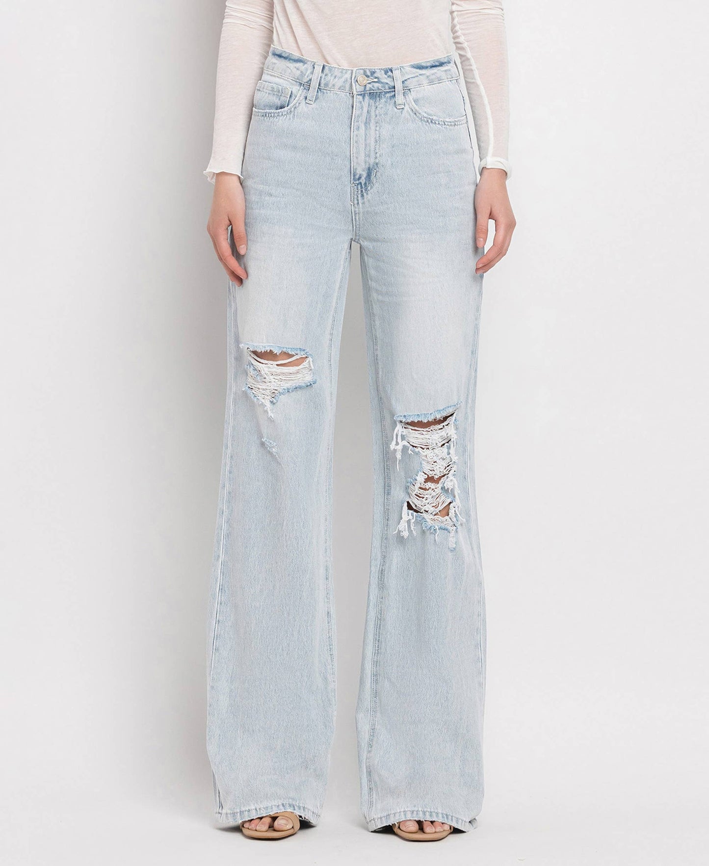 90'S VINTAGE SUPER HIGH RISE FLARE JEANS