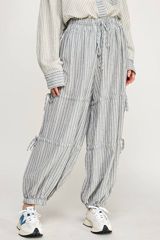 STRIPED GENIE BALLOON JOGGER PANTS