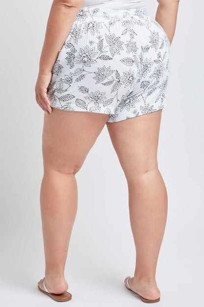Plus Size Cotton Shorts With Side Patch Pocket