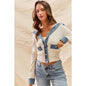 Denim Detail Cardigan Sweater