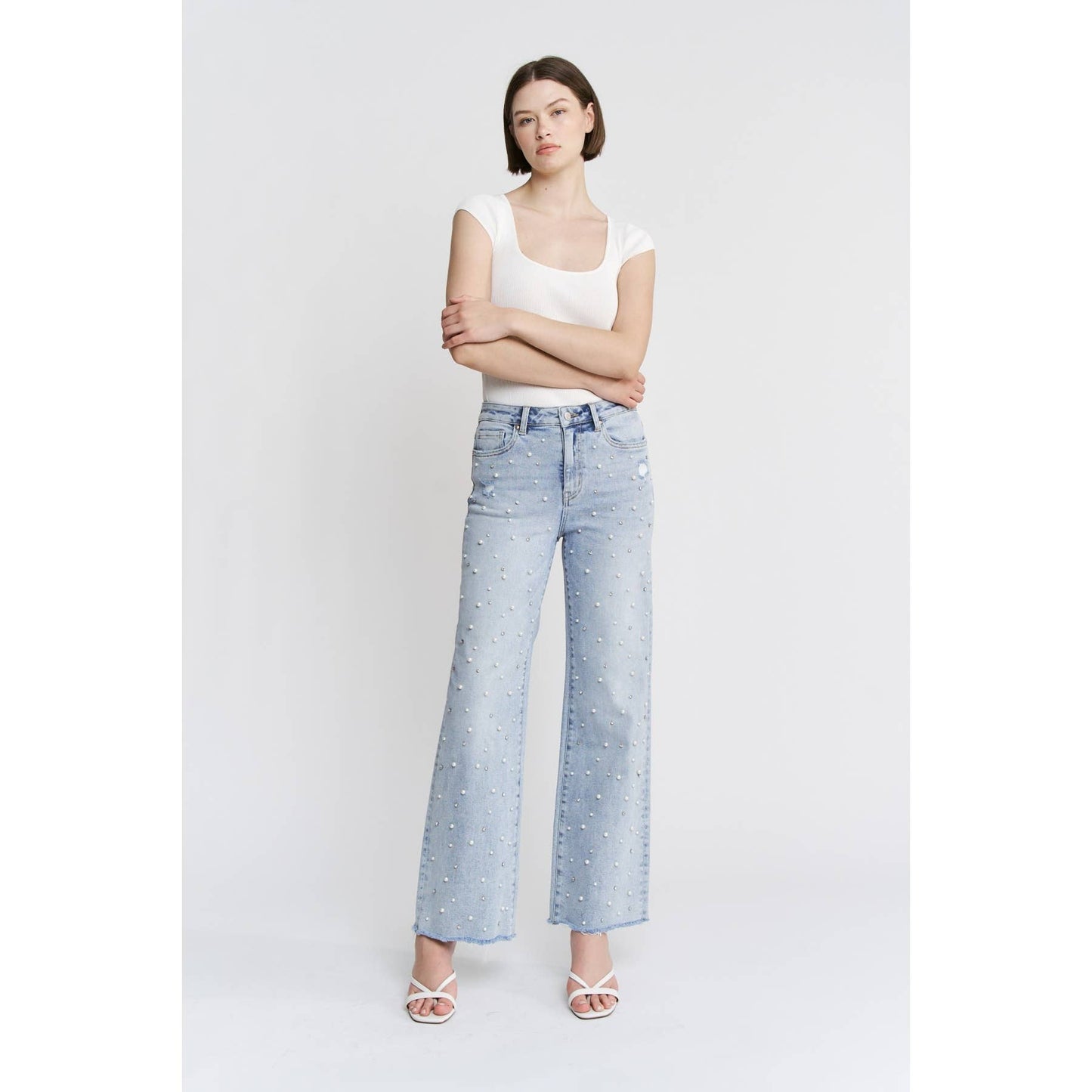 HIGH RISE WIDE LEG WITH EMBELLISHMENT