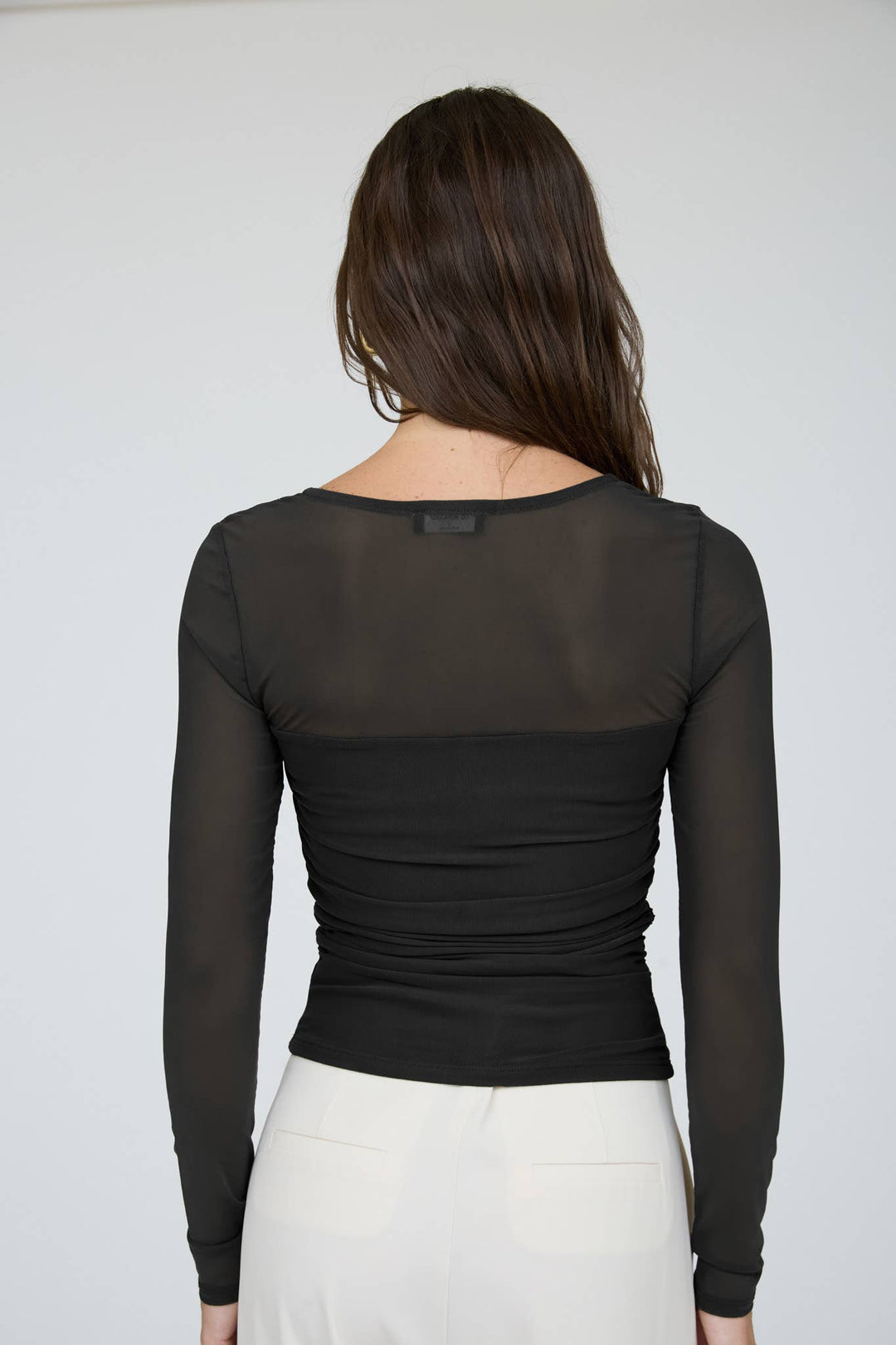RUCHED WAIST SQUARE NECK KNIT TOP