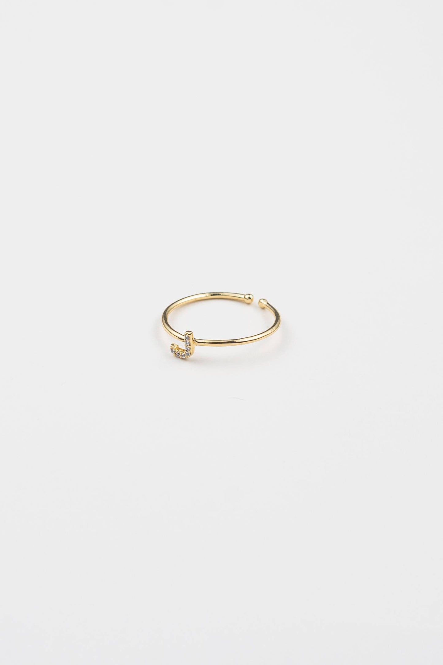 18K Gold Shiny Adjustable Initial Ring