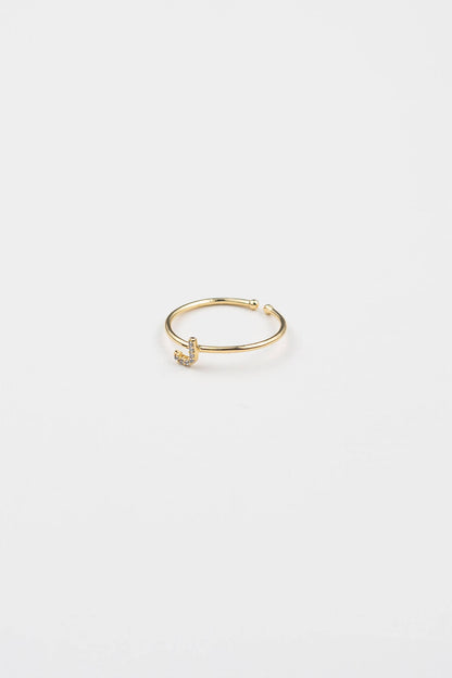 18K Gold Shiny Adjustable Initial Ring