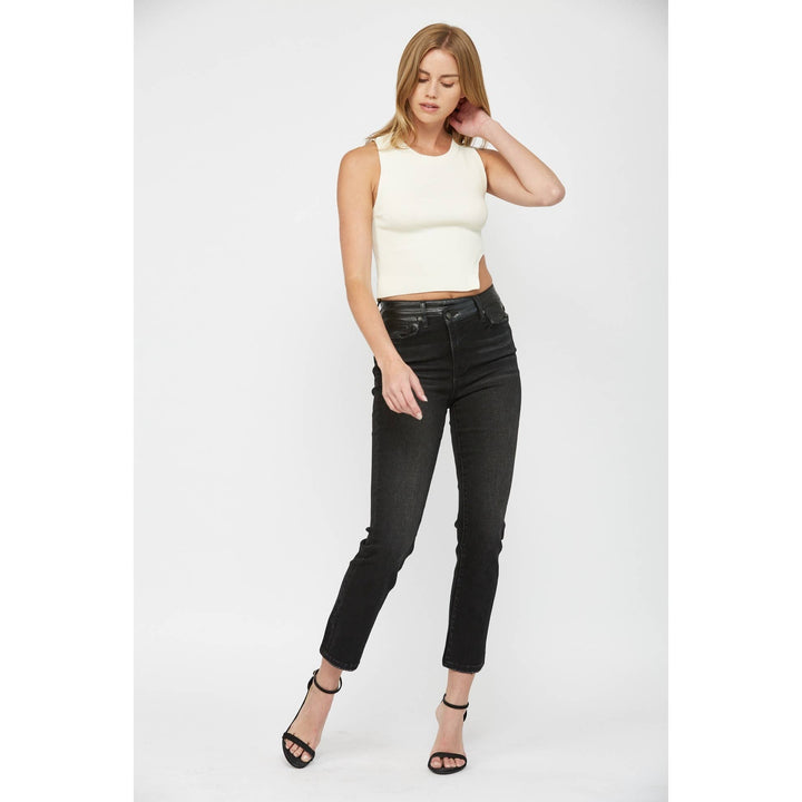 CRISS CROSS HIGH RISE SLIM STRAIGHT ANKLE