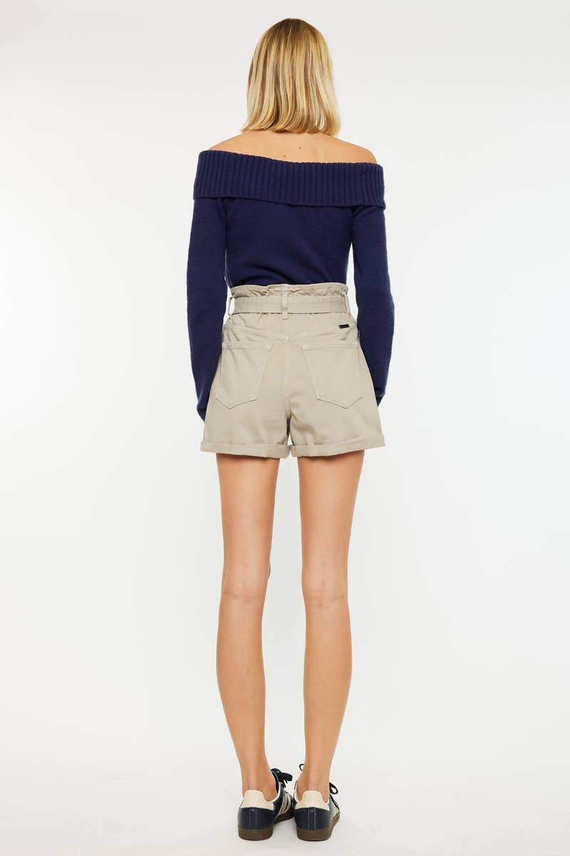 Front tie paper bag shorts