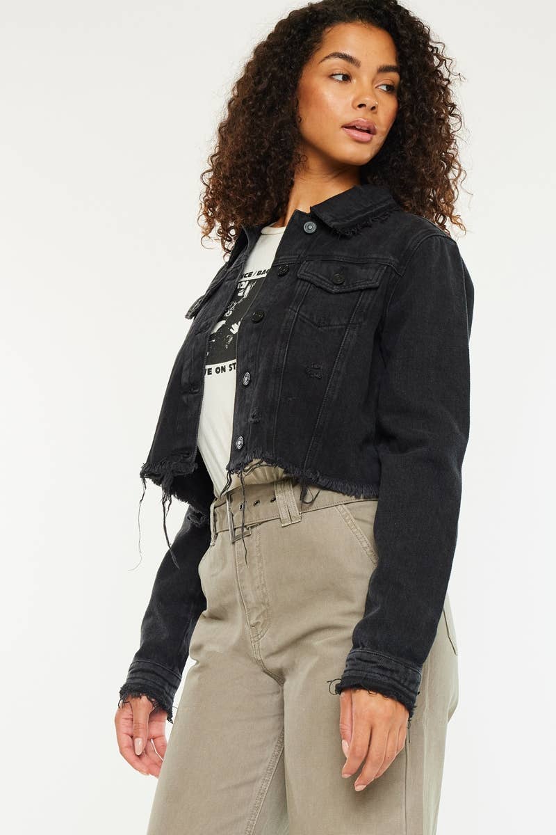 Black Distressed Denim Jacket