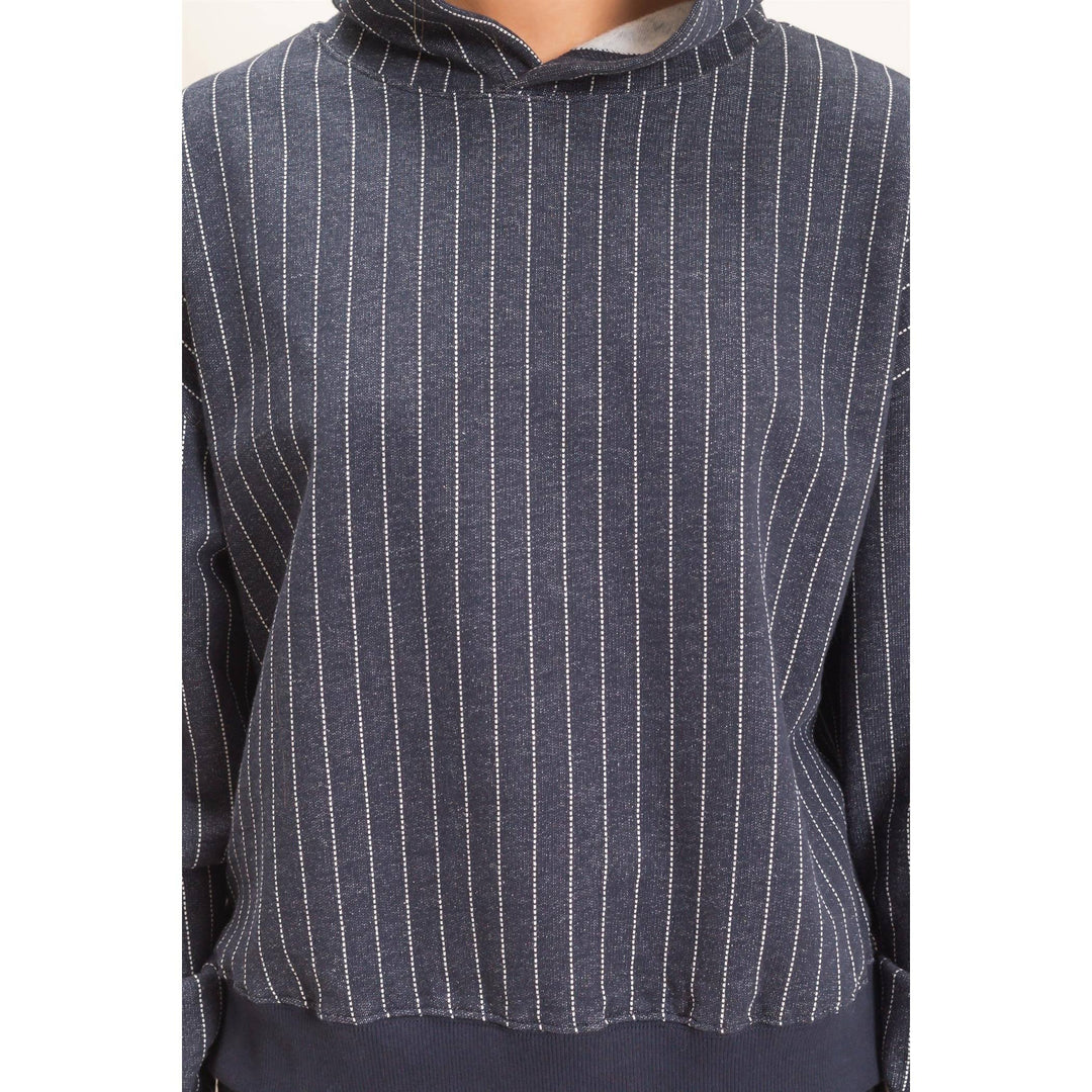 Navy Pinstripe Hoodie