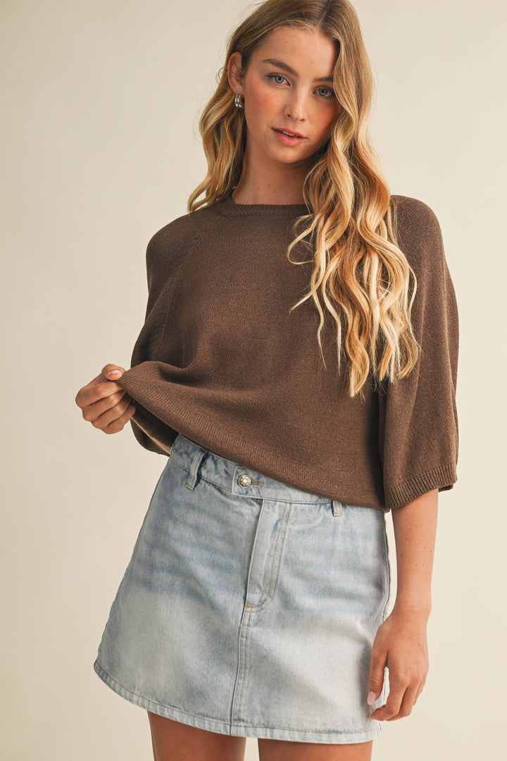 RAGLAN SHORT SLEEVE SWEATER